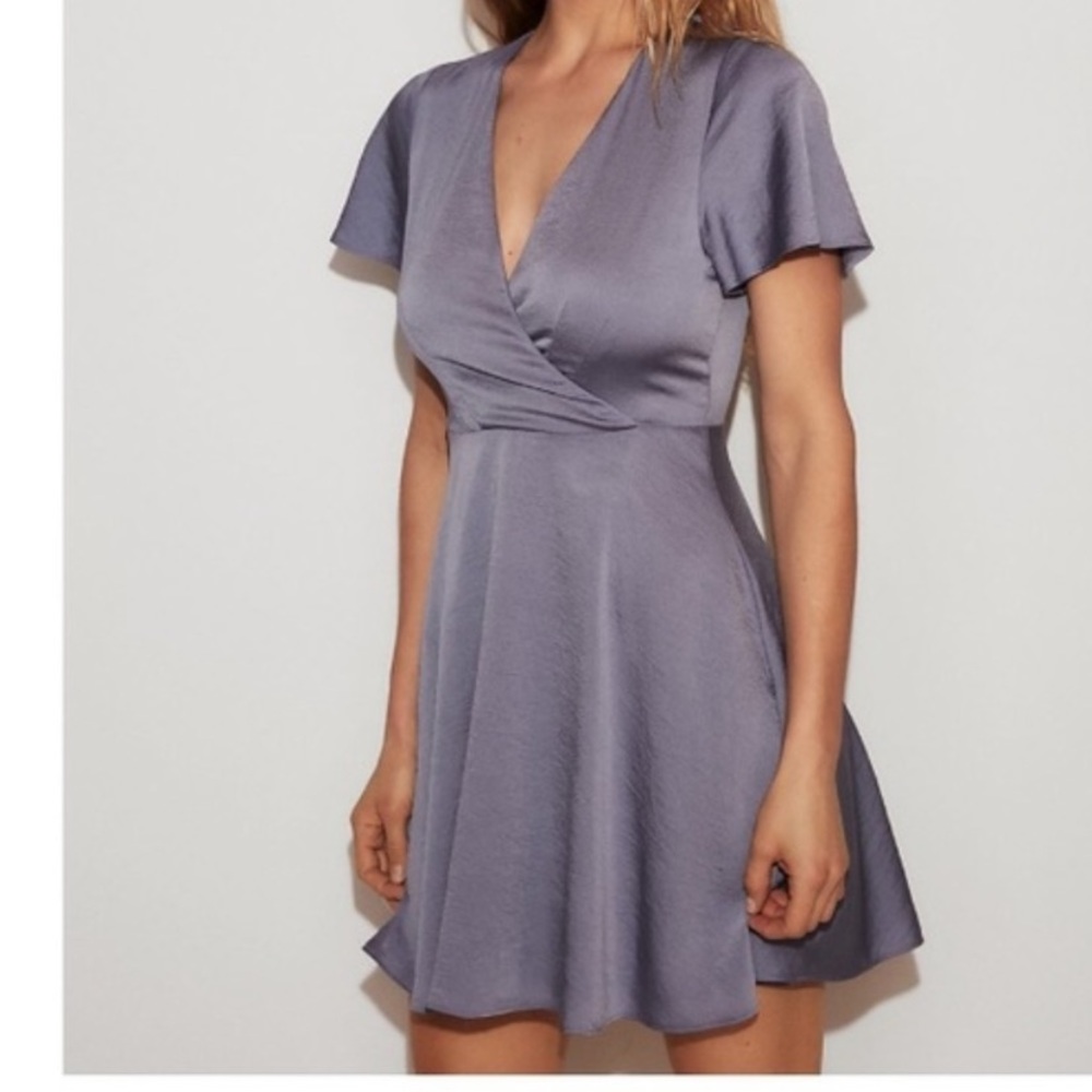 Express light blue satin dress